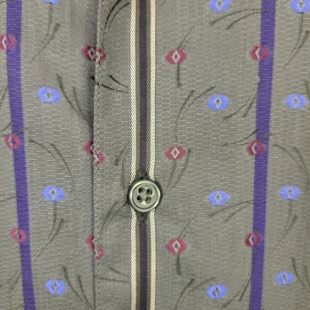 Robert Graham Men's L Long Sleeve Button-Up Shirt W/ Silk Trim & Placket - Picture 5 of 9